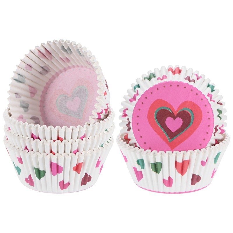 100-Pack Cupcake Liners, Cupcake Wrappers for Party[Pink Love Heart]