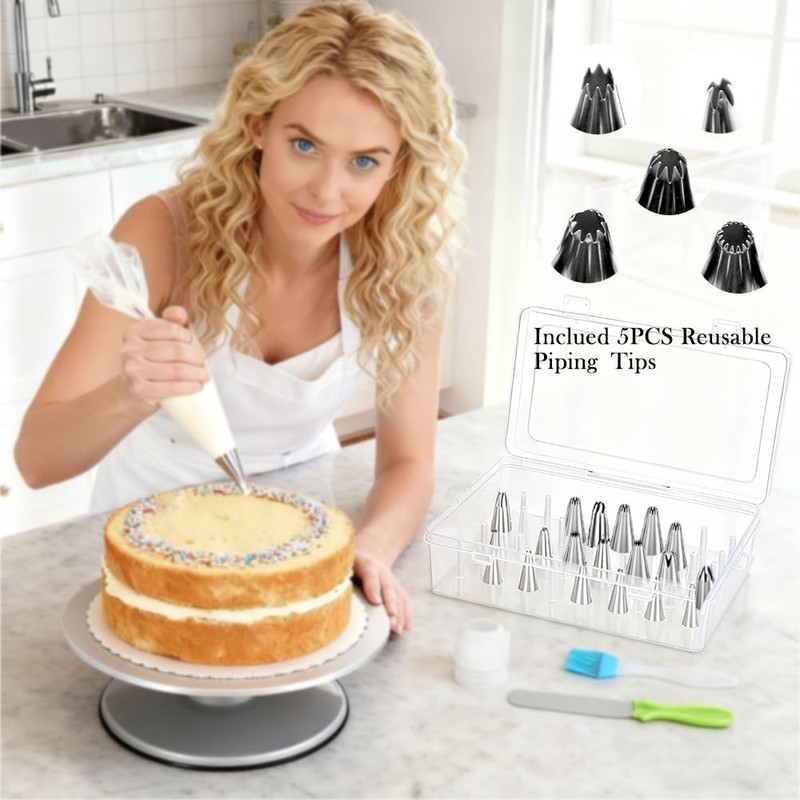 Piping Tip Box with Cake Decorating Kit, 42 Pegs Piping Tip Set Organizer Cas... gallery