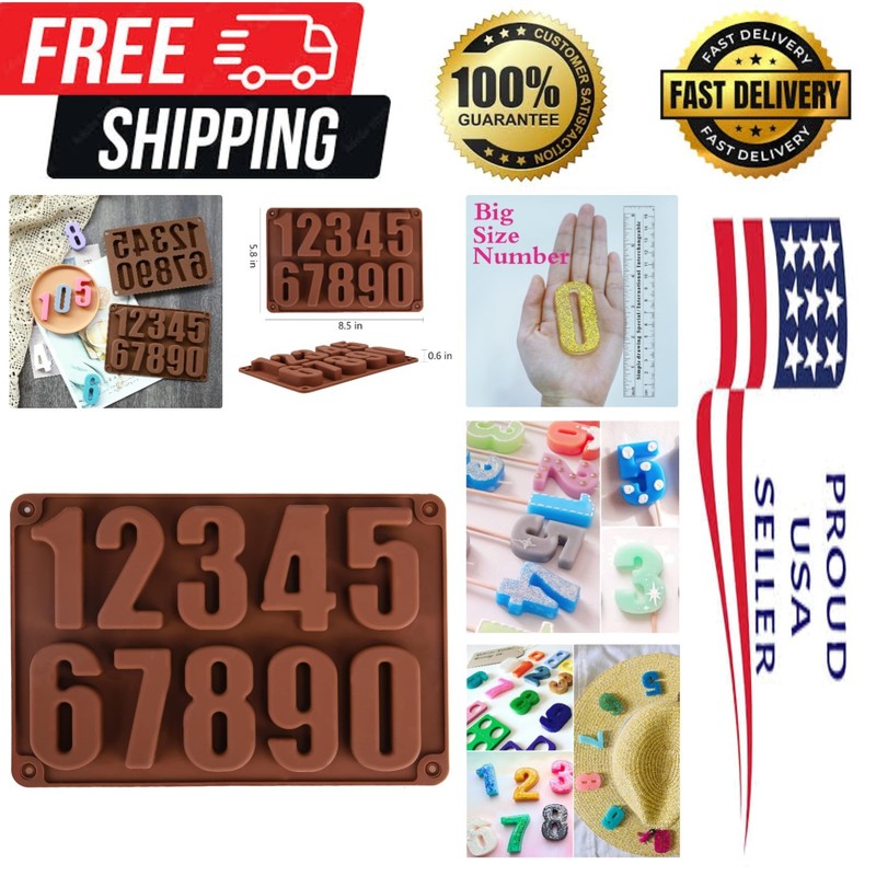 Flexible 0-9 Number Silicone Mold for Easy Chocolate, Soap, and Cake Making