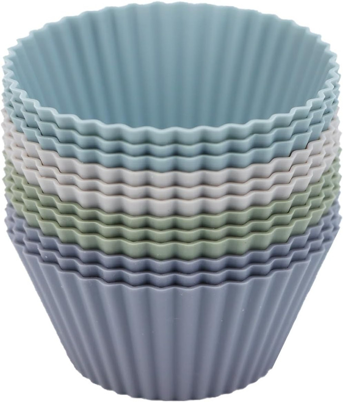 Silicone Baking Muffin Cups 12 Pack, Reusable Cupcake Liners Cake Molds, BPA Fre