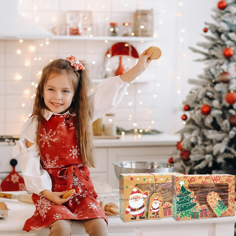 12 Pcs Christmas Cookie Boxes with Window, Christmas Bakery Treat Boxes for Gift gallery