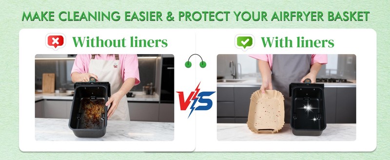 Air Fryer Liners for Ninja Dual Airfryer, Rectangle Disposable Air Fryer gallery