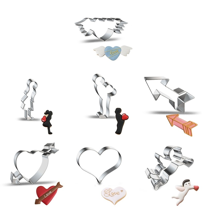 7 Pieces Stainless Steel Cookie Mold Kitchen Baking Tools Valentine s Day Series gallery