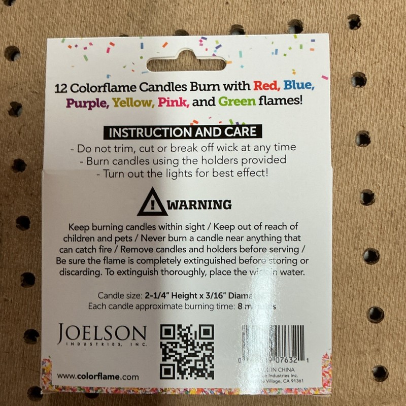 Colorflame 12 Multicolor Cake Candles with Holders, Burns Colored Flames gallery