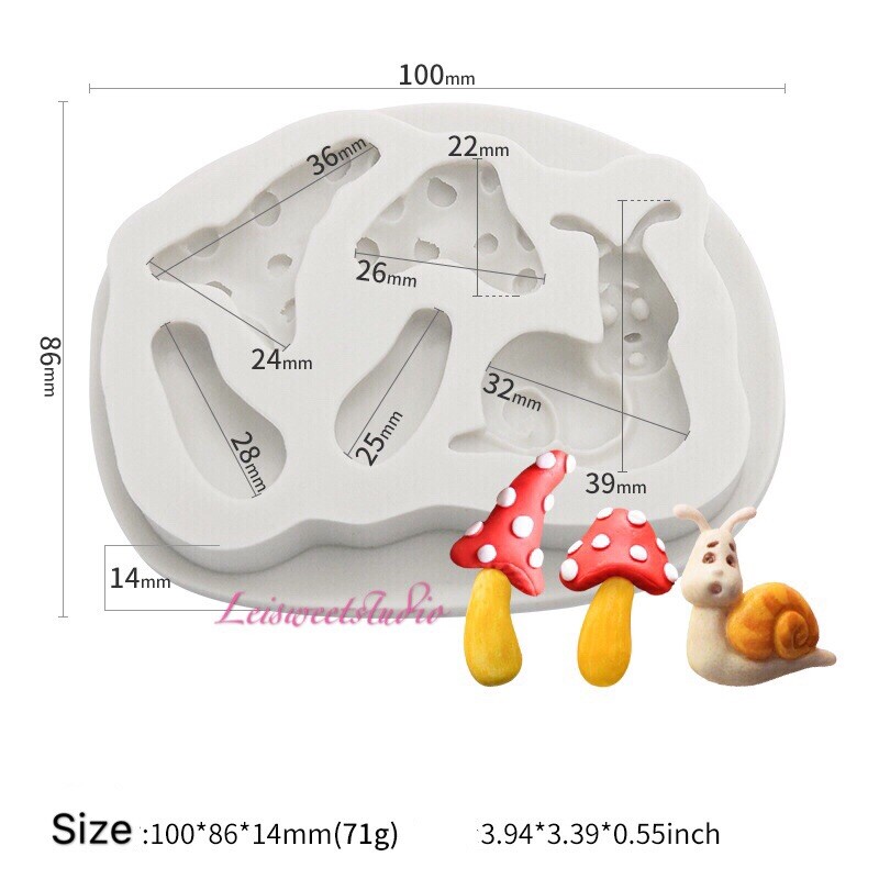 Cute Mushroom Snail Silicone 3D Chocolate Candy Fondant Moulds DIY Clay Resin gallery