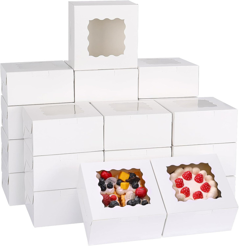 80Pcs 6X6X3 Inches Bakery Boxes, Cookie Boxes with Window, Small Treat Container gallery