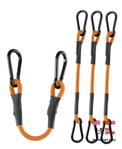 8 Pack 72 Inch Heavy Duty Bungee Cords with Carabiner Hooks, 190 lbs Max