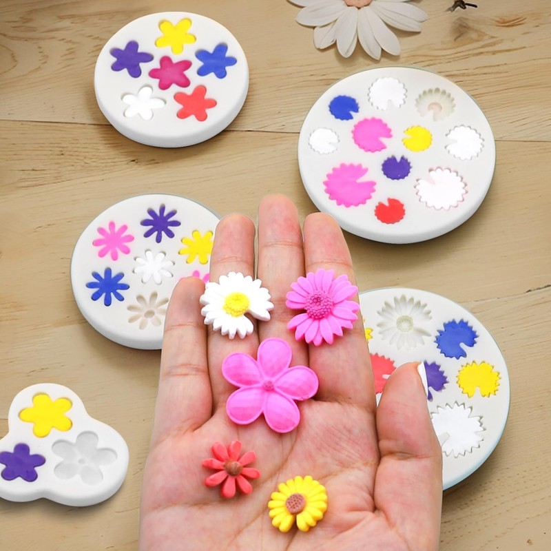5Pcs Flower Silicone Mold, Mini Flower Fondant Chocolate Silicone Molds for B... gallery