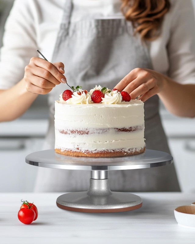 Puroma 8-in-1 Aluminium Alloy Rotating Cake Turntable 12'' Revolving Cake Decora gallery