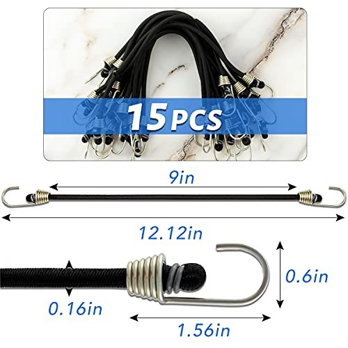 15 Pack Small Bungee Cords with Hooks, 9 Inch Rubber Stretchy Bungee Cords gallery