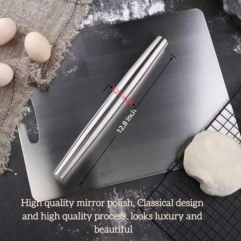 Stainless Steel Rolling Pin Non Stick Kitchen Dough Roller Baking Pastry Pizza gallery