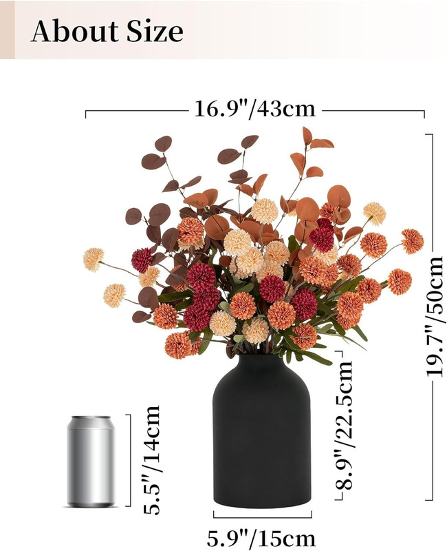 Flower Centerpiece Table Decorations: Metal Vase with 12 Stems of Fake Mums Kiku gallery
