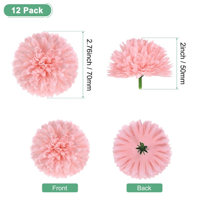 12-Pack Artificial Flower Heads, Dark Pink Fake Chrysanthemum Floral for DIY gallery