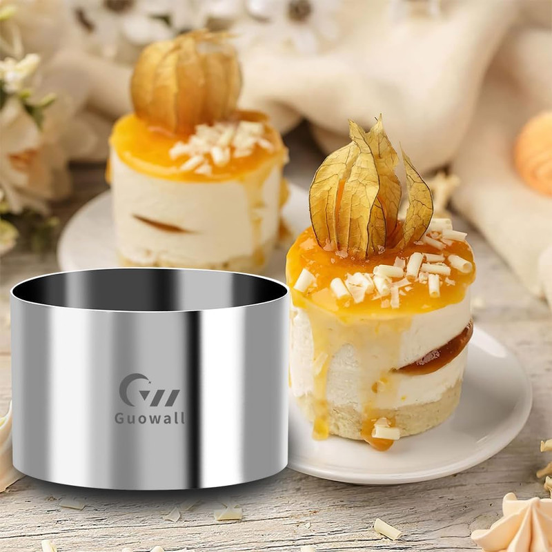 Seamless Cake Ring Mold 4 Pack Stainless Steel Mousse Mould round Food Mold Past gallery