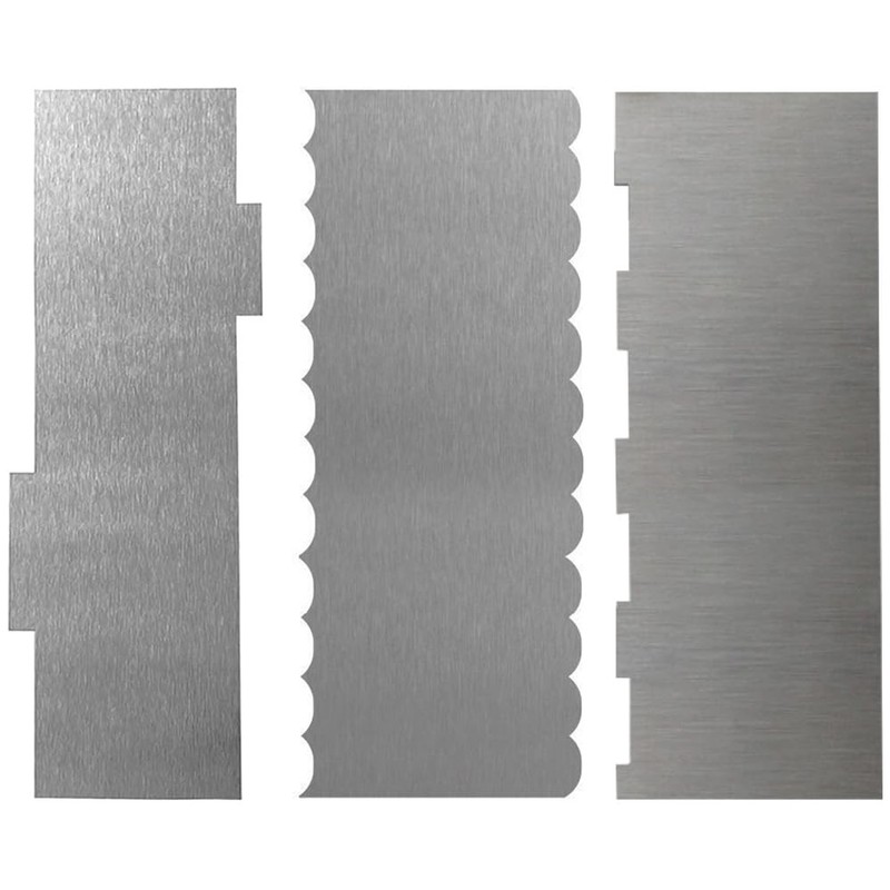 3 PCS Cake Scraper Smoother Stainless Steel Double Sided Patterned Comb