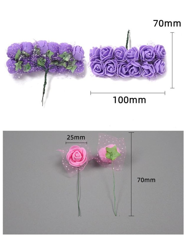 144pcs Mini Artificial Rose Flower Heads and Soft Stem,25mm PE Tiny Rose White gallery