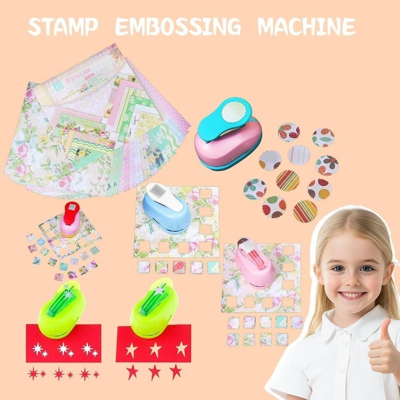 Embossing Machine Stamp Shape Craft Punch Round Hole Punch Toothed Puncher gallery
