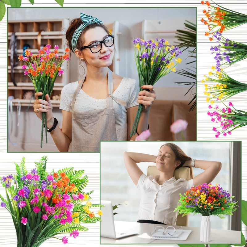 Unittype 50 Bundles Artificial Flowers Outdoors Faux Artificial Plants Shrub gallery