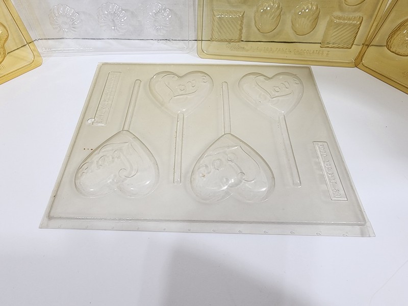 5 Plastic Candy Molds Various Shapes - Peanut Butter Cup, Lollipop, Fancy Chocol gallery