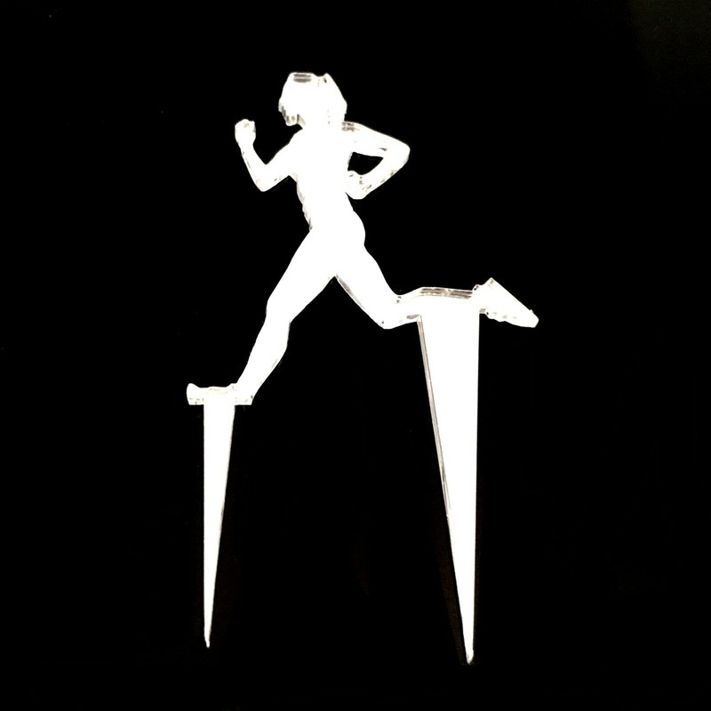 Running Lady Cake & Cupcake Toppers, Many Colours & Sizes, Plane or Engraved