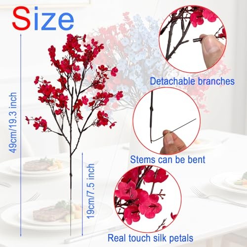 9Pcs 4th of July Baby's Breath Artificial Flowers, Red White Blue Silk, gallery