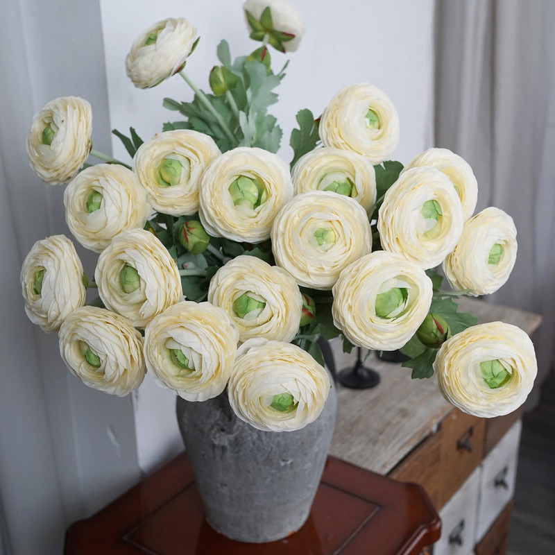 Voeligt 10Pcs Artificial Ranunculus Flowers Real Touch Faux Flowers For Vase