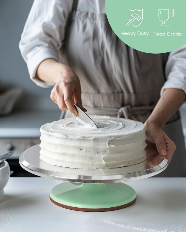Aluminium Alloy Revolving Cake Stand 12 Inch Rotating Cake Turntable for Cake... gallery