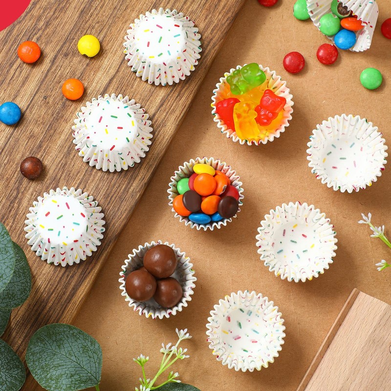600 Count Icing Design Mini Cupcake Liner Baking Cups, Small Candy White Wrap gallery