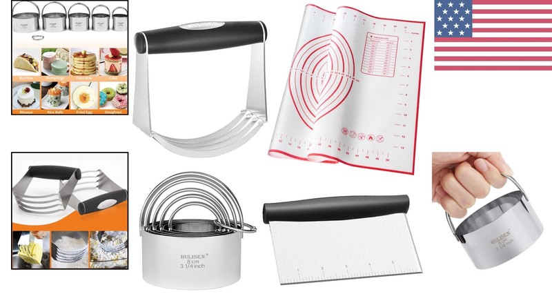 Thoughtful Gift for Bakers: Stainless Steel Cutter Set & Silicone Baking Mat gallery