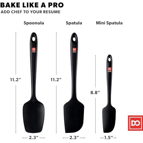 DI ORO Silicone Spatula Set - Rubber Kitchen Spatulas for Baking, 3 piece Black gallery