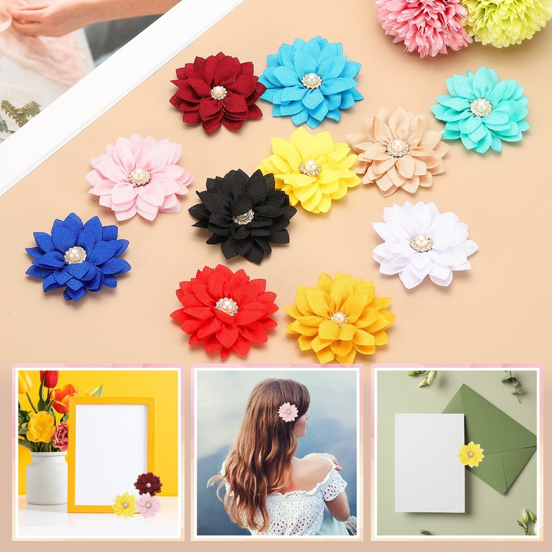 For 2.36" Chiffon Flowers with Crystals, 12 Pcs Black Fabric Sconce gallery