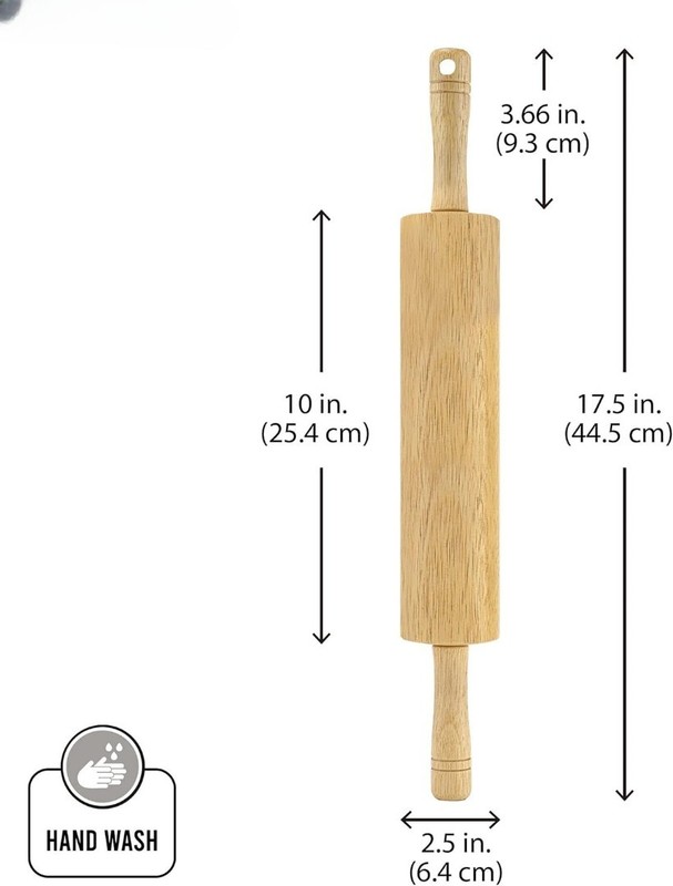 Classic Wood Rolling Pin, 18-Inch Hardwood Dough Roller for Baking Pizza, Pies gallery