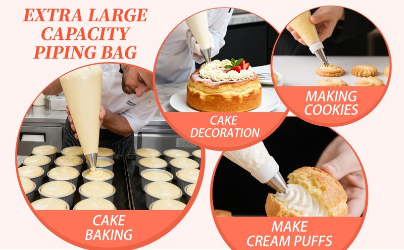 24 Inch Extra Large Piping Bags Disposable,50 Pack Thick Pastry Bags with 6 Bag gallery