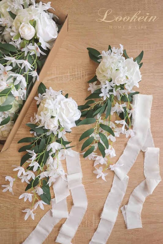 Lookein Set Of 8 Pew Flowers For Wedding Ceremony Chair Decorations Bench gallery