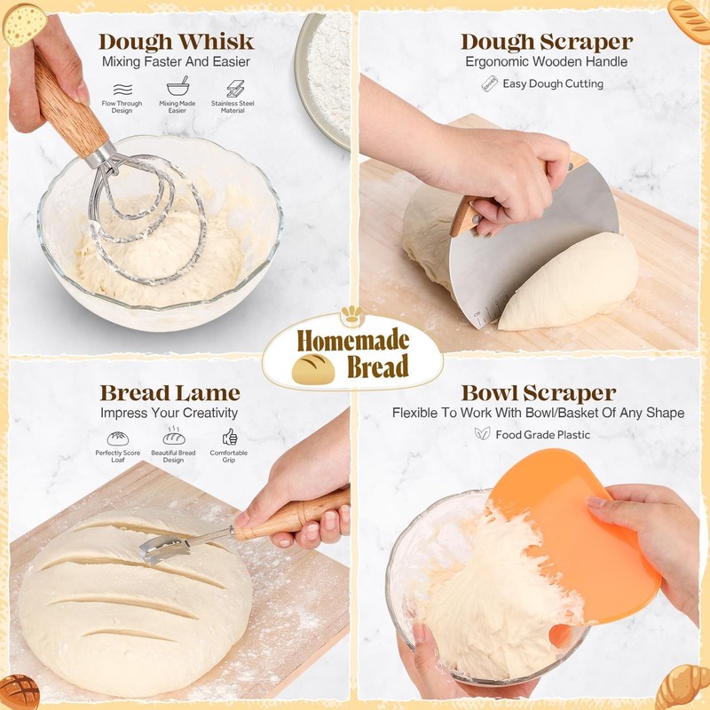 Sourdough Bread Baking Supplies, Sourdough Starter Kit, Bread Proofing Basket... gallery
