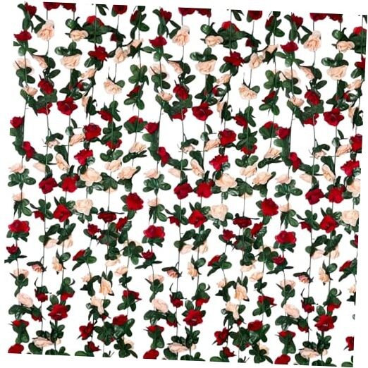 8Pcs 63Ft Burgundy&Champagne Fake Rose Hanging 8 PCS Burgundy&champagne