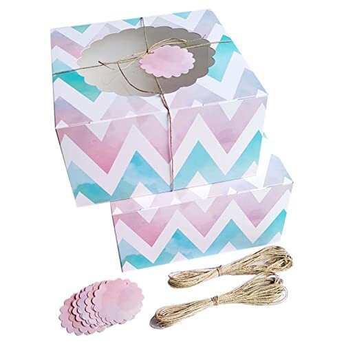 10 Pack Cake Boxes with Window Bakery Boxes for Cake Pie, 10x10x5 Inch