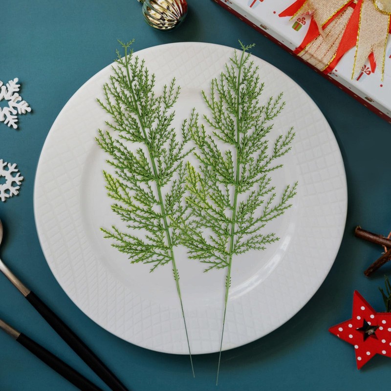 Hananona 40 Pcs Artificial Cedar Picks Plastic Green Christmas Wreath Decor gallery