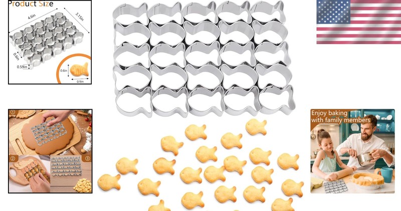 Gold Fish Cracker Cutter, 25 Cavity Goldfish Cookie Cutter, Mini Gold Fish Molds gallery