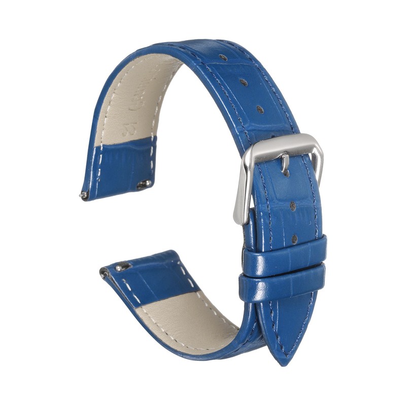 Blue Leather Watch Strap 22mm for Quick Release Genuine Leather