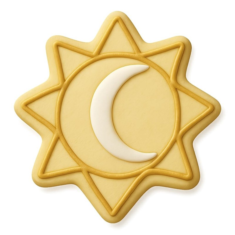 Sun and Crescent Moon Cookie Cutter & Stamp, Fondant & Clay – 4×4