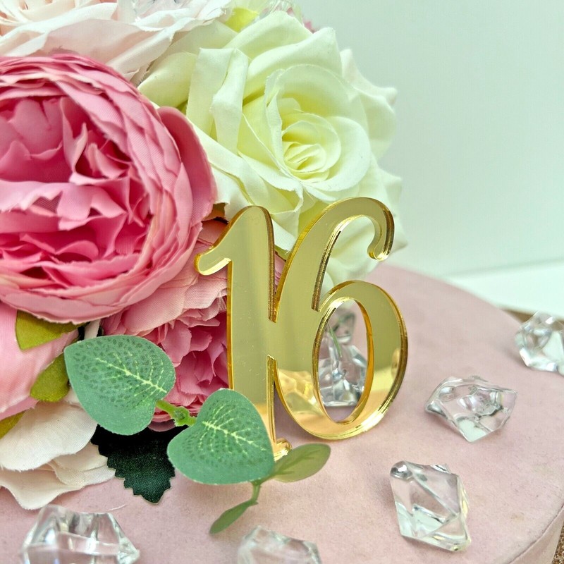 Acrylic Number Cake Charms Script Wedding Cake Topper Personalised FontB gallery
