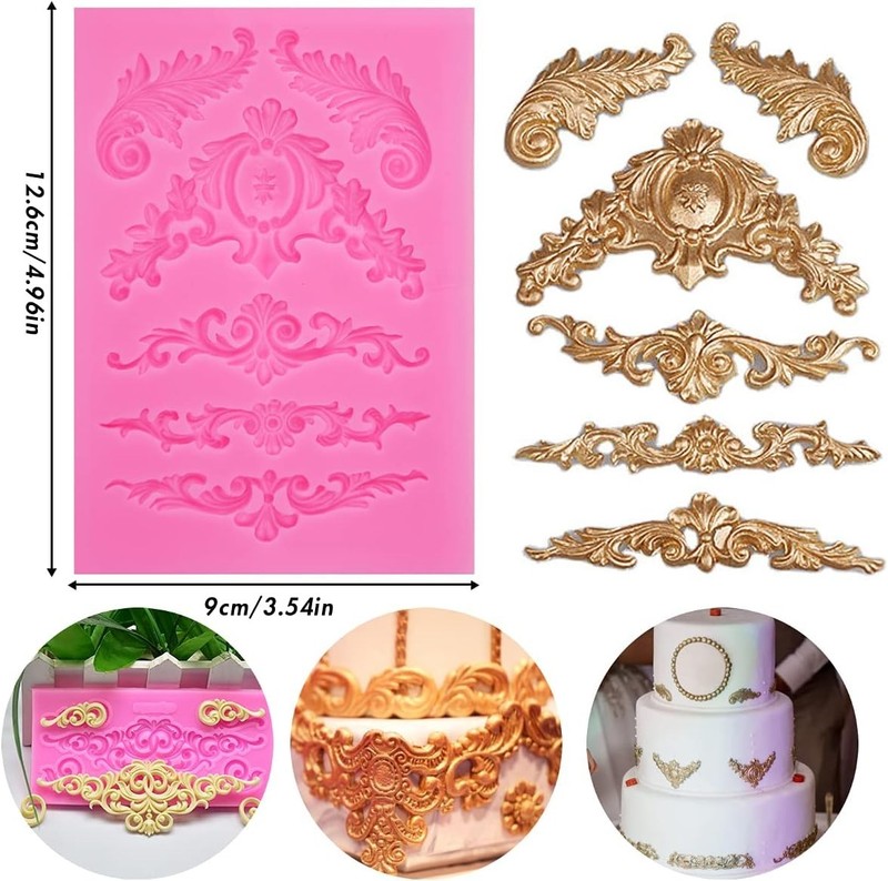 5-Piece Baroque Style Silicone Molds for Elegant Cake & Craft Decorations gallery