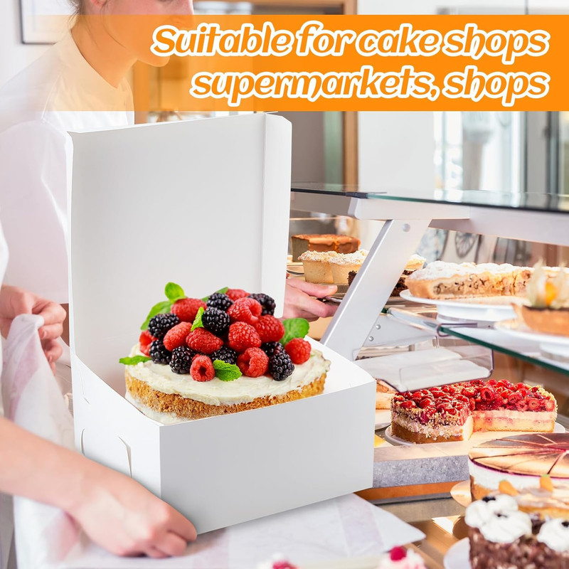 50 Pack 12 X 12 X 6 Inch White Cake Boxes Cardboard Bakery Boxes for Pie Pastry gallery