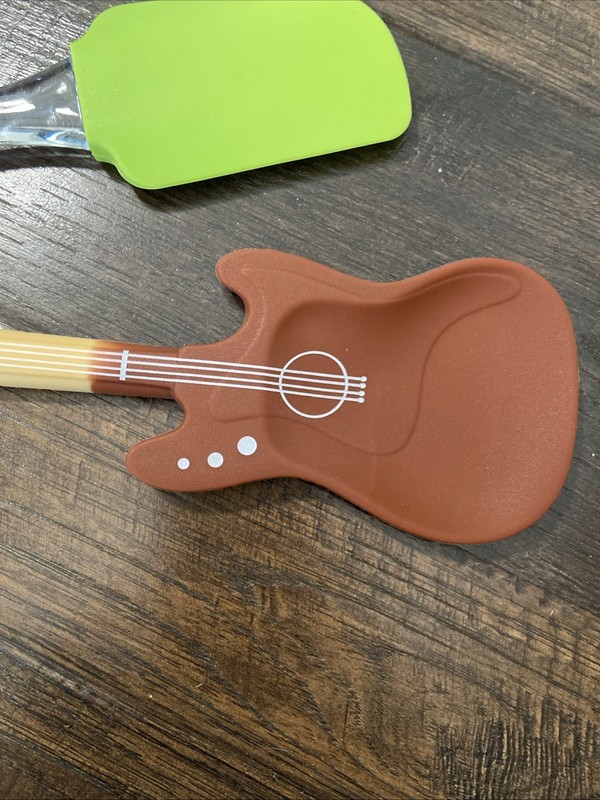 Art Guitar Ukulele Silicone Spatula, Brown Guitar Spatula And Green Spatula Set gallery