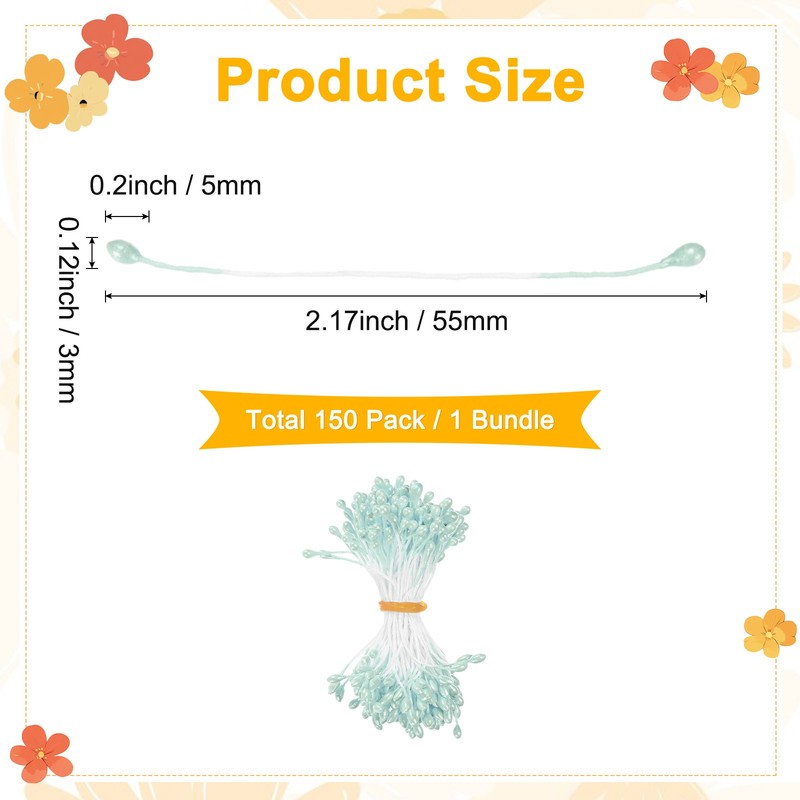 150-Pack 5mm Artificial Pearl Flower Stamens for DIY Crafts[Light Blue] gallery