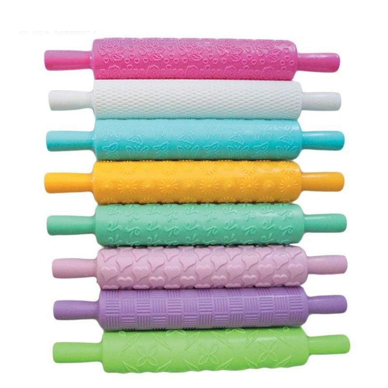 Hanyan 8Pcs Colourful Cake Decorating Embossed Rolling Pinstextured Non-Stick gallery