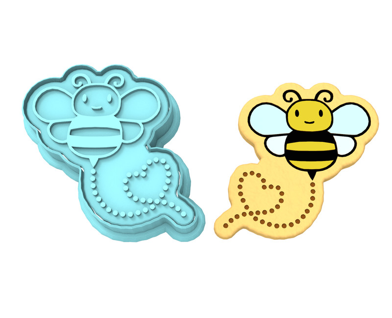 Bee Cookie Cutter & Stamp | Bug Insect Bumblebee Bees Beehive Honey Hive #3