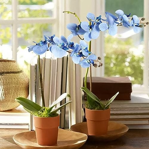 38 Inch 6 PCS Faux Orchid Fake Orchid Velvet Artificial Orchids Orchid Blue gallery