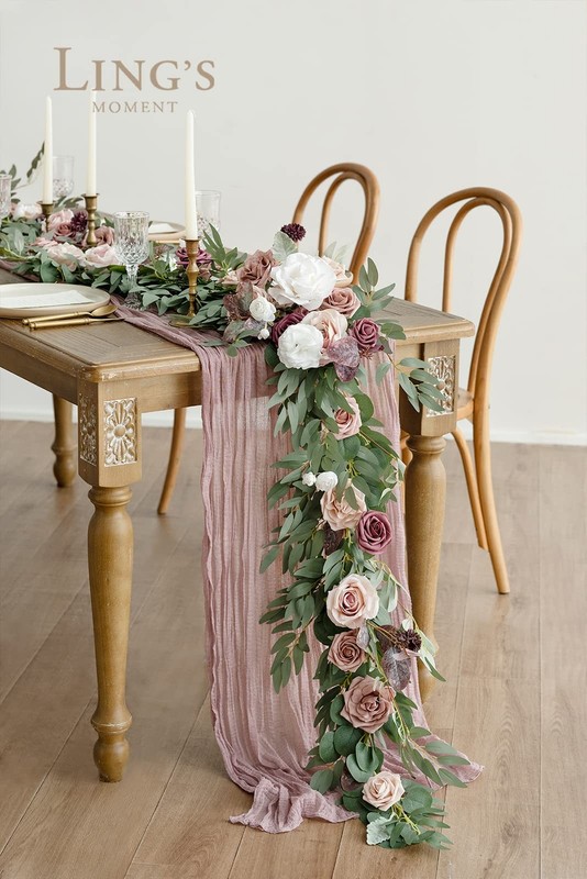 Ling'S Moment Lings Moment Pink Flower Garland - 6Ft Eucalyptus Rose - gallery